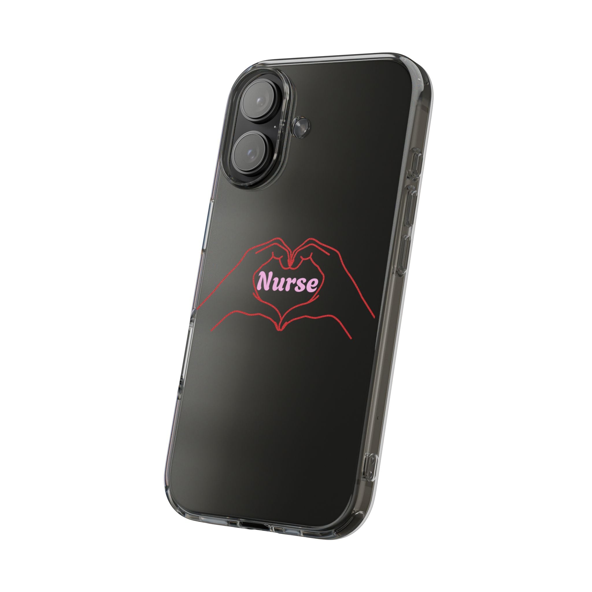Nurse Heart Hands Clear Impact-Resistant Phone Case