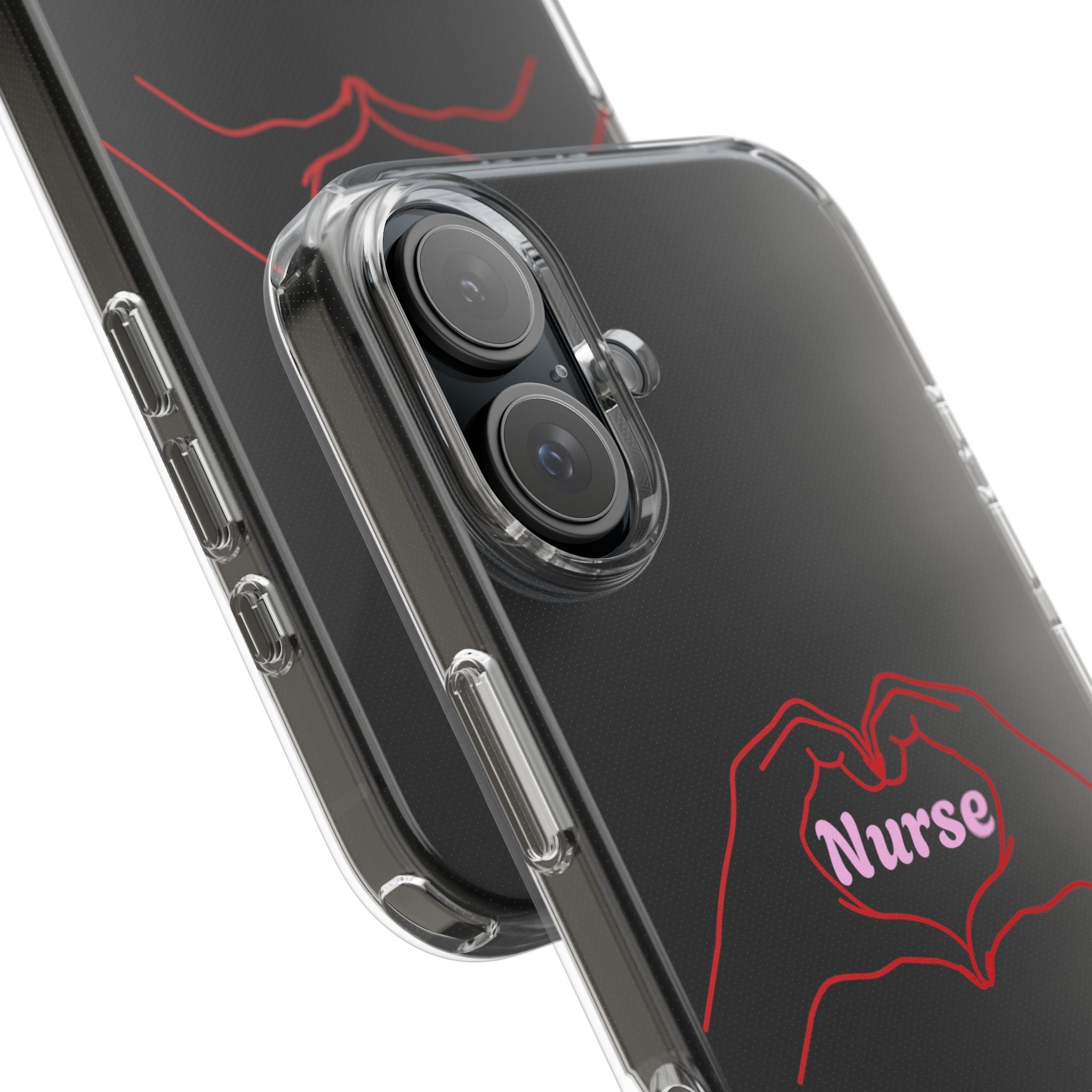 Nurse Heart Hands Clear Impact-Resistant Phone Case