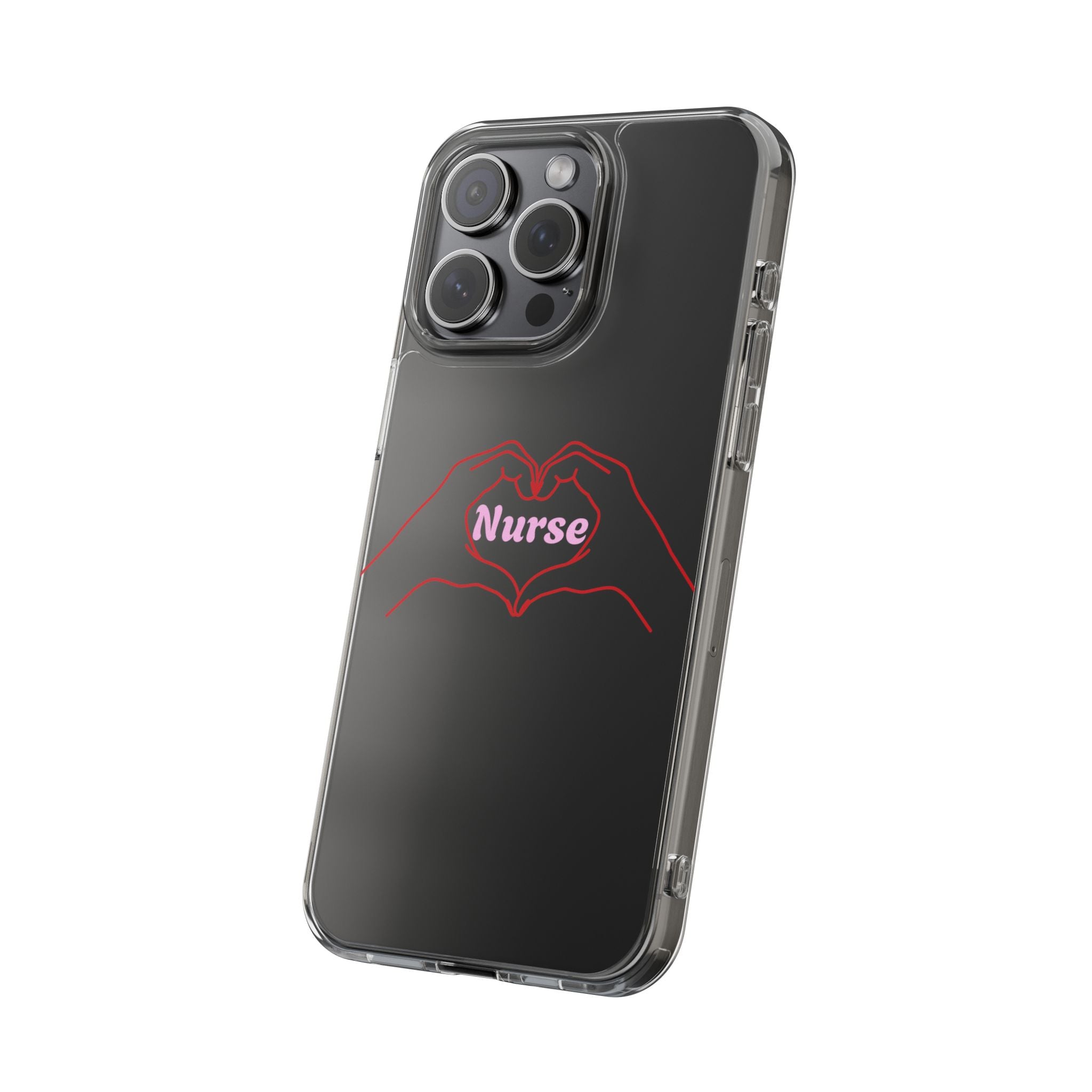 Nurse Heart Hands Clear Impact-Resistant Phone Case