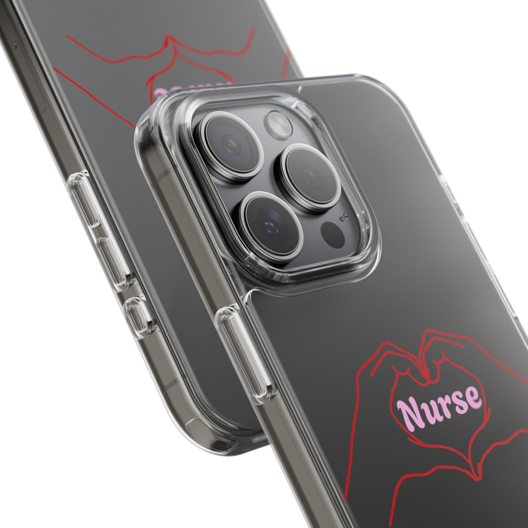 Nurse Heart Hands Clear Impact-Resistant Phone Case