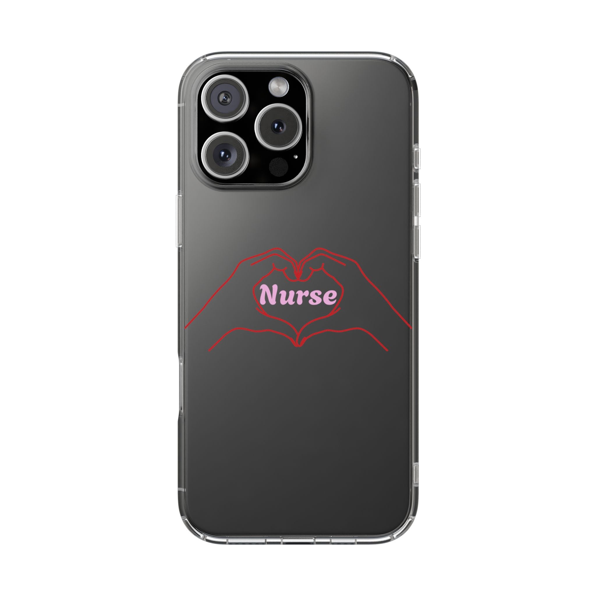 Nurse Heart Hands Clear Impact-Resistant Phone Case