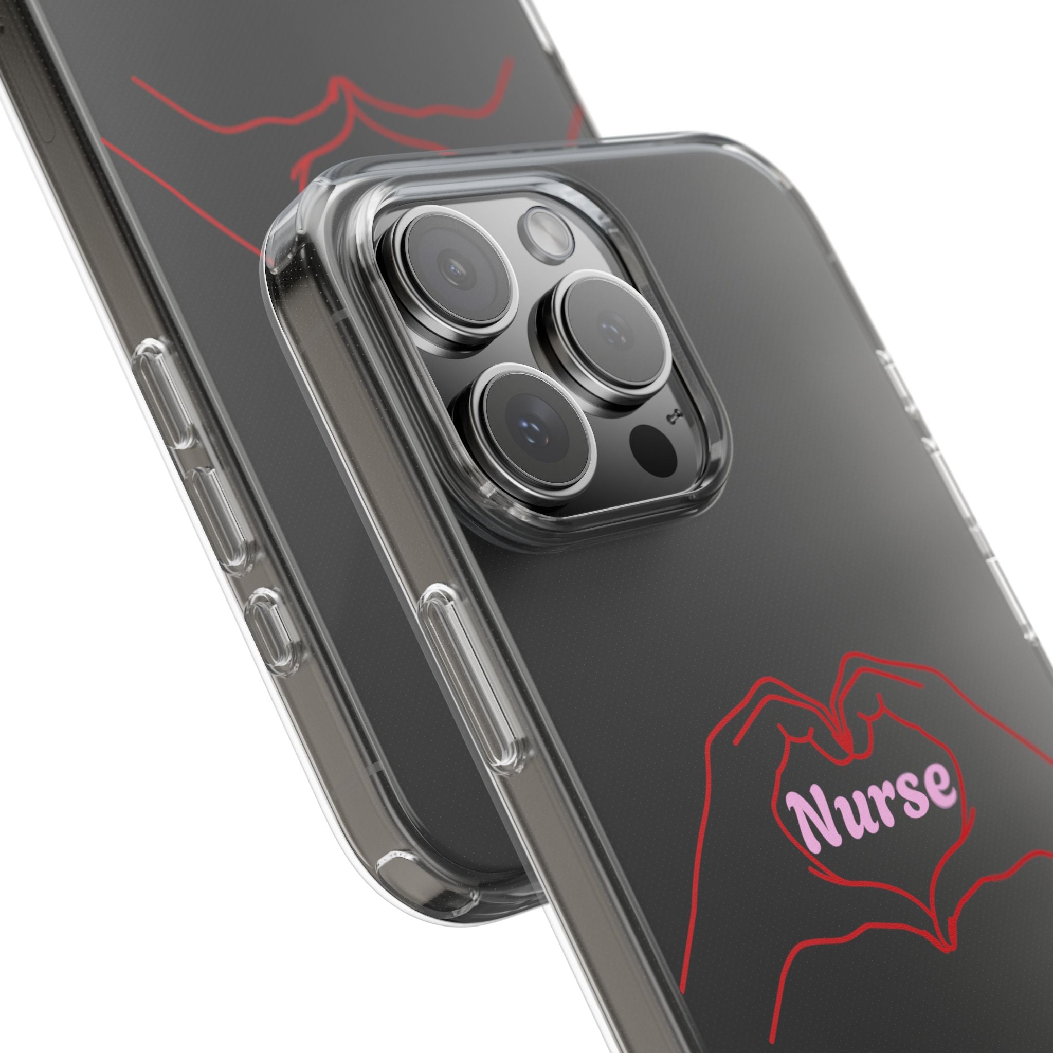 Nurse Heart Hands Clear Impact-Resistant Phone Case