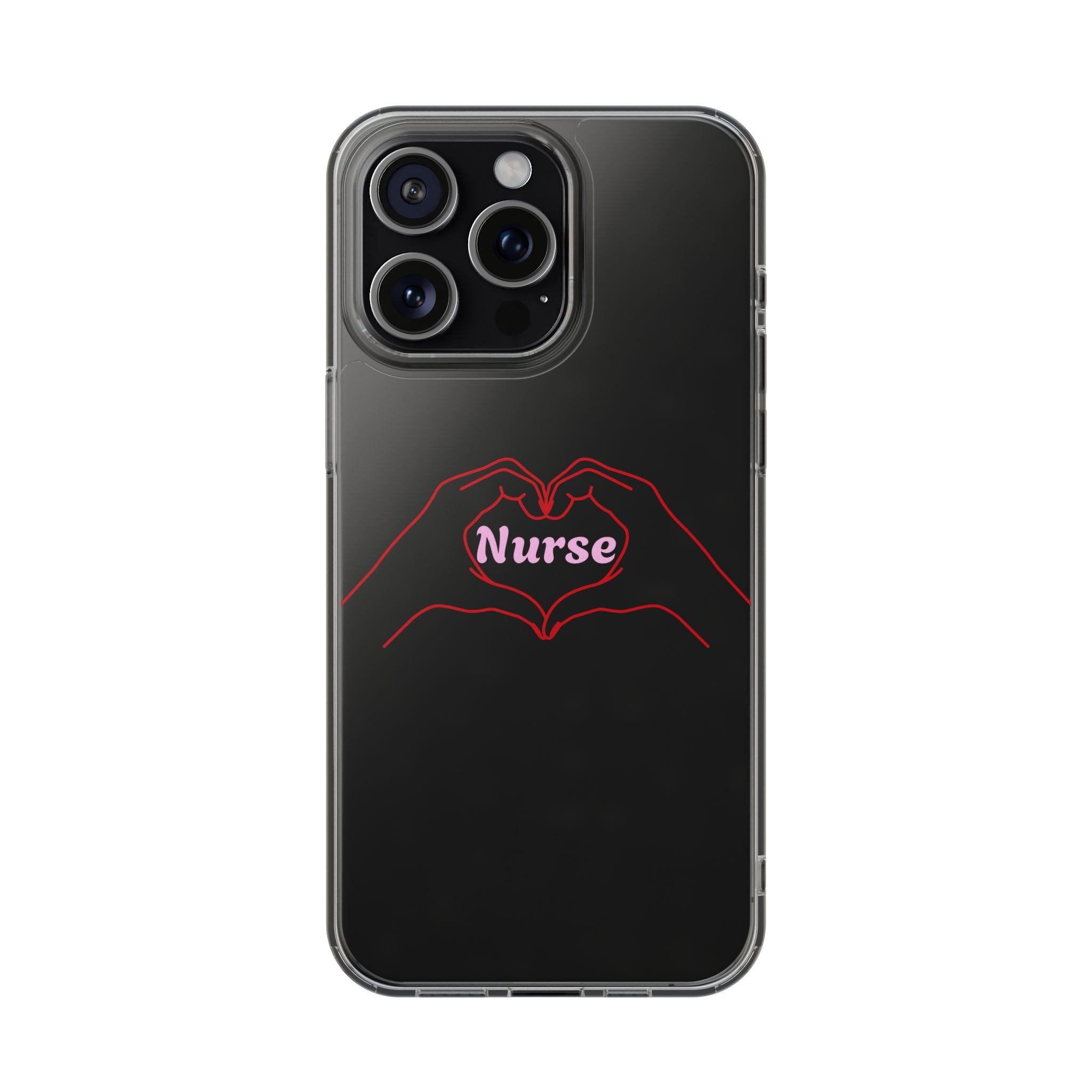 Nurse Heart Hands Clear Impact-Resistant Phone Case