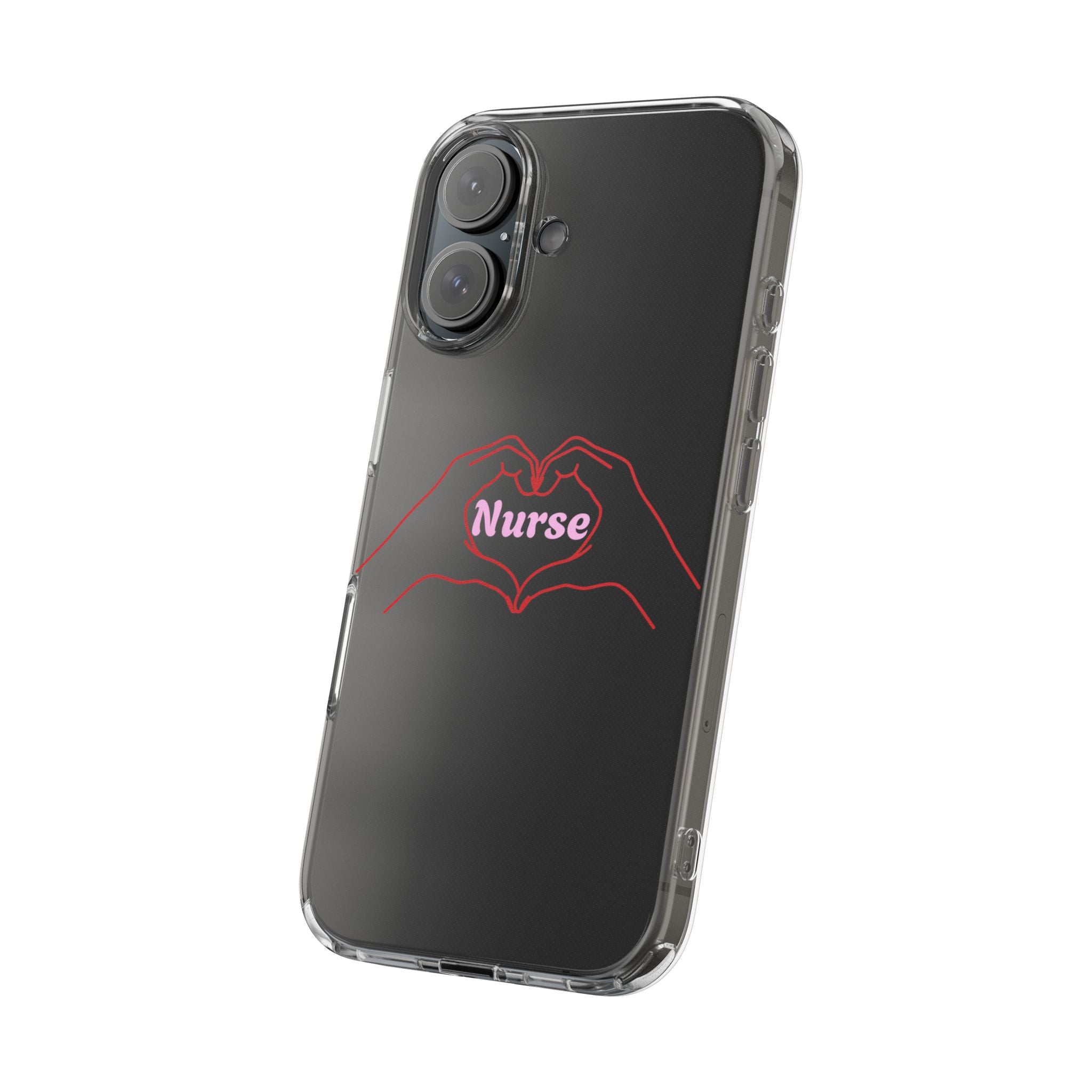 Nurse Heart Hands Clear Impact-Resistant Phone Case