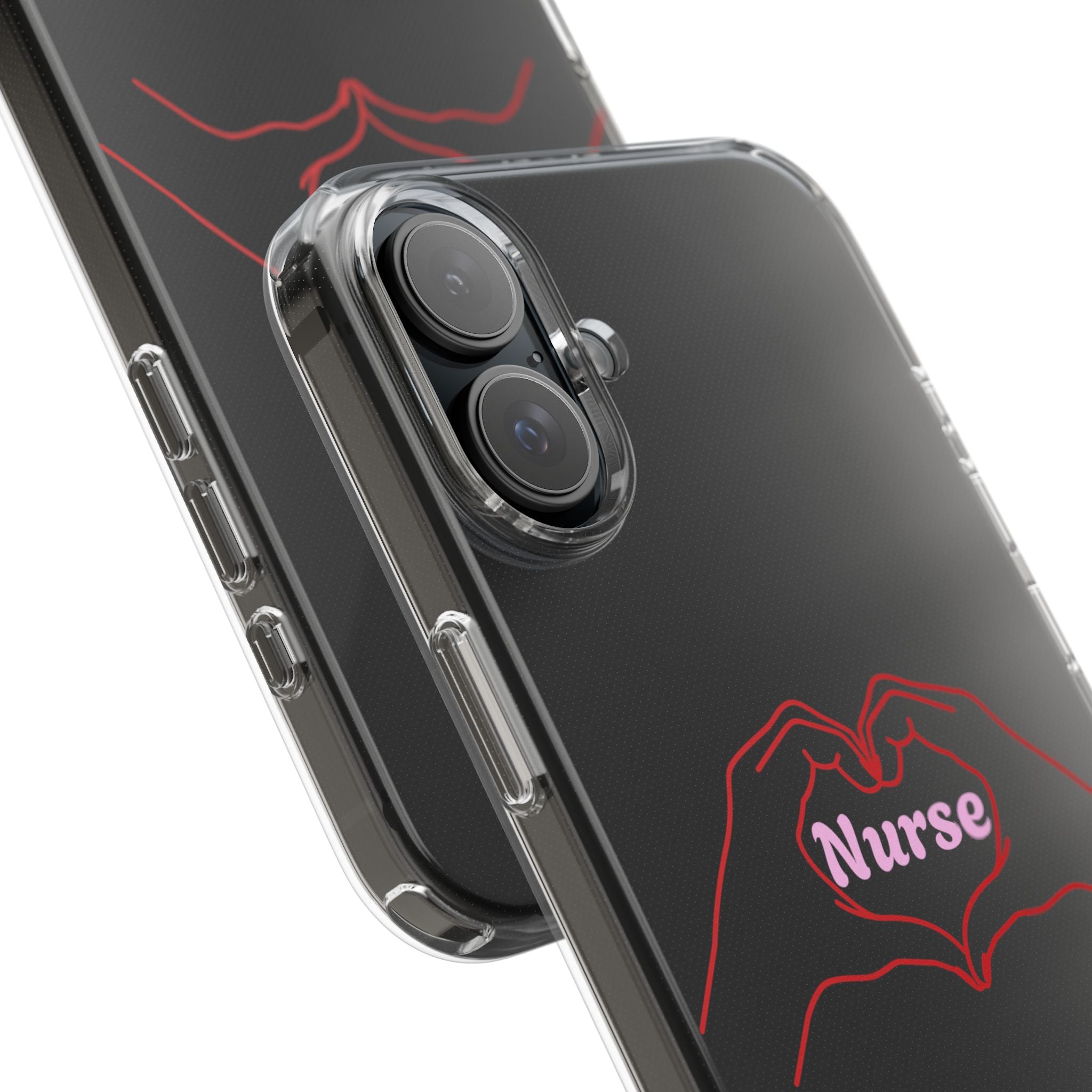 Nurse Heart Hands Clear Impact-Resistant Phone Case