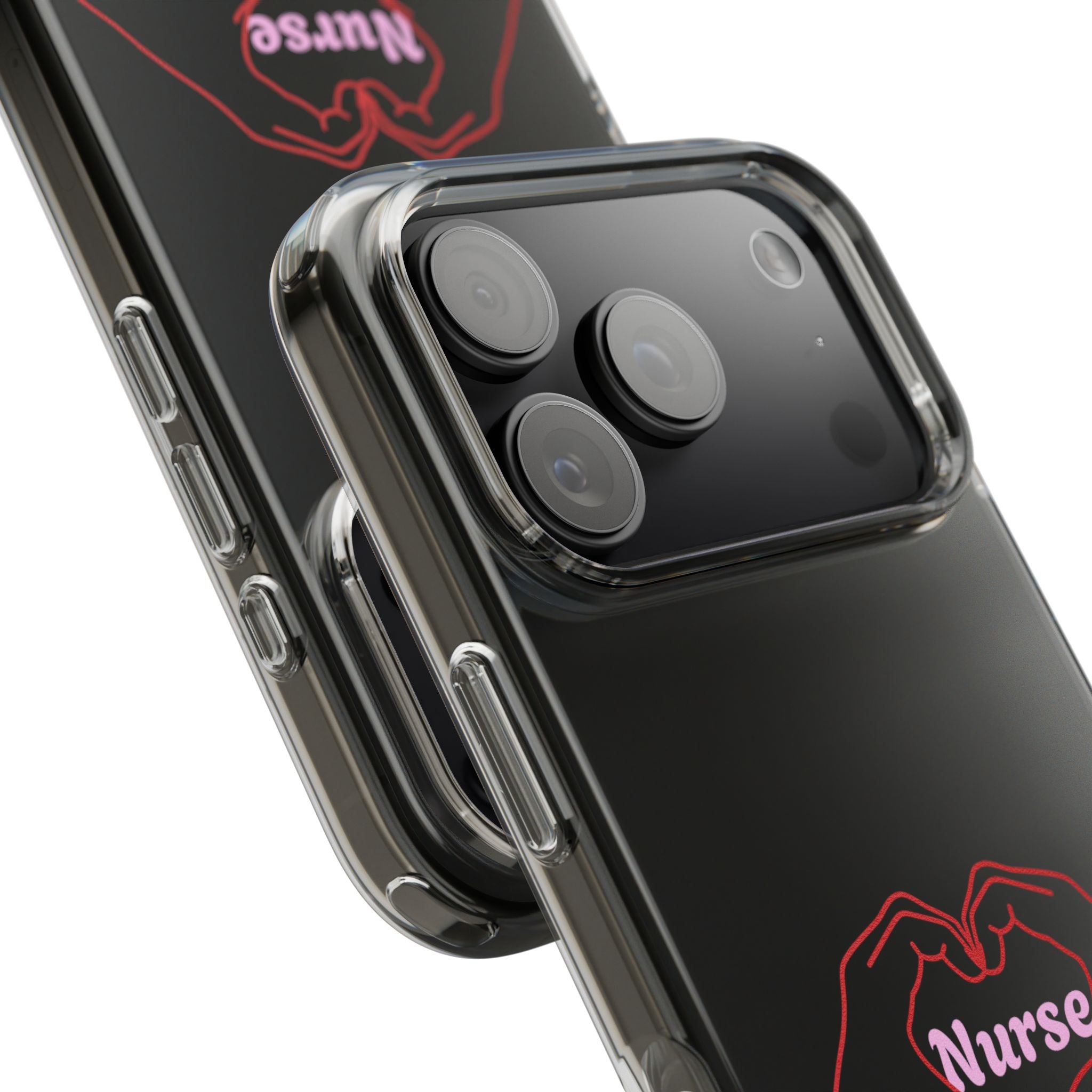 Nurse Heart Hands Clear Impact-Resistant Phone Case