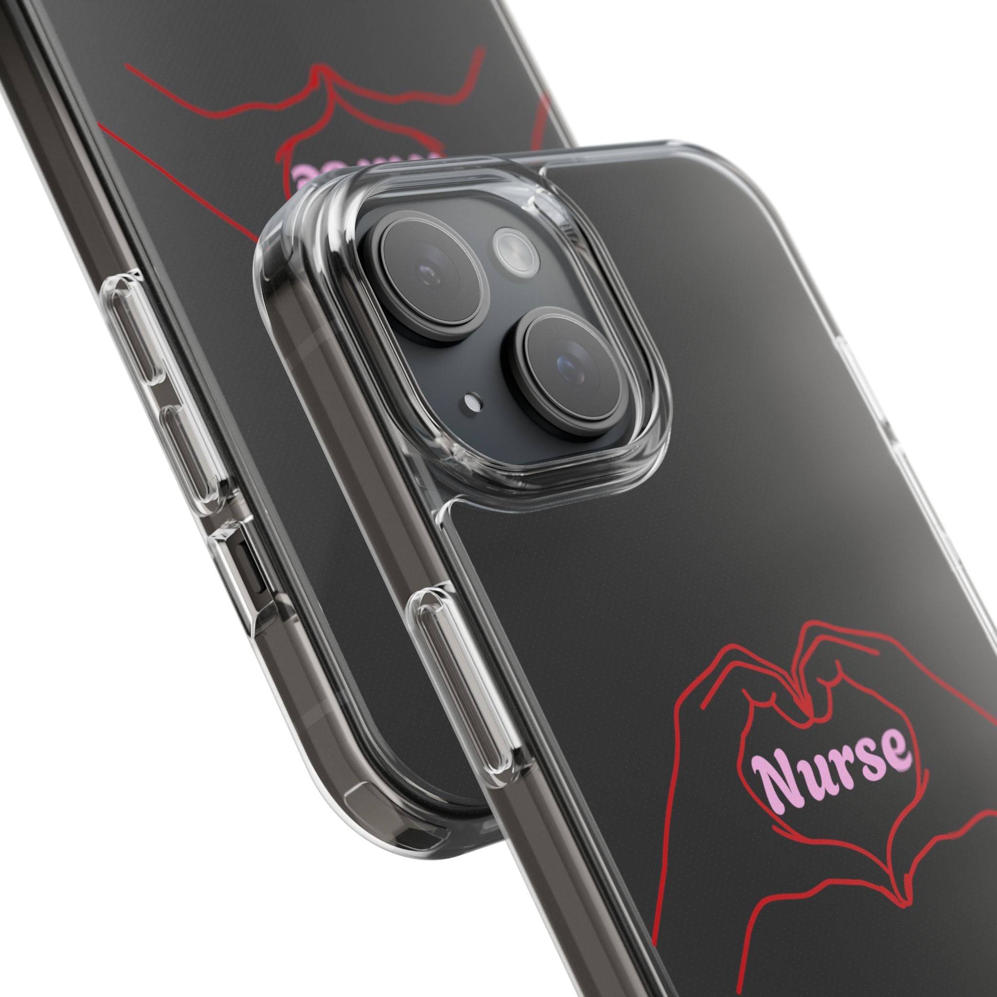 Nurse Heart Hands Clear Impact-Resistant Phone Case