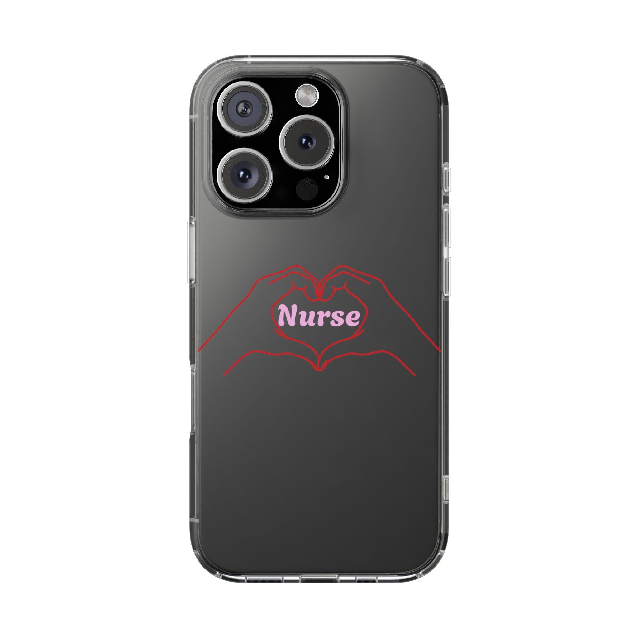 Nurse Heart Hands Clear Impact-Resistant Phone Case