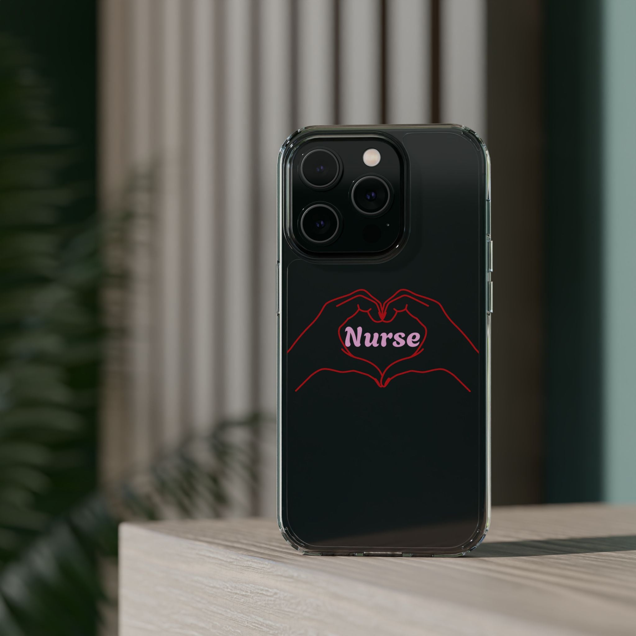 Nurse Heart Hands Clear Impact-Resistant Phone Case