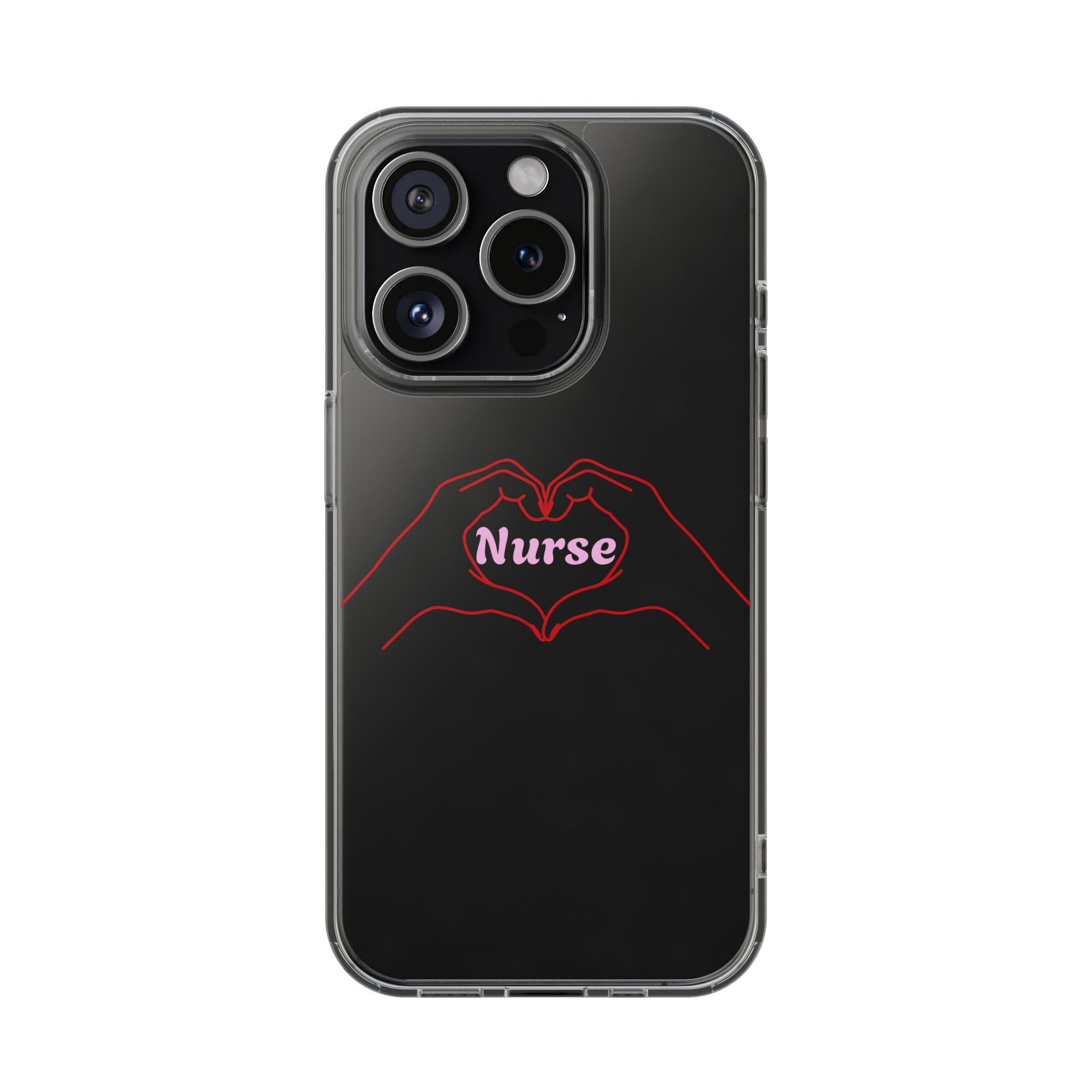 Nurse Heart Hands Clear Impact-Resistant Phone Case