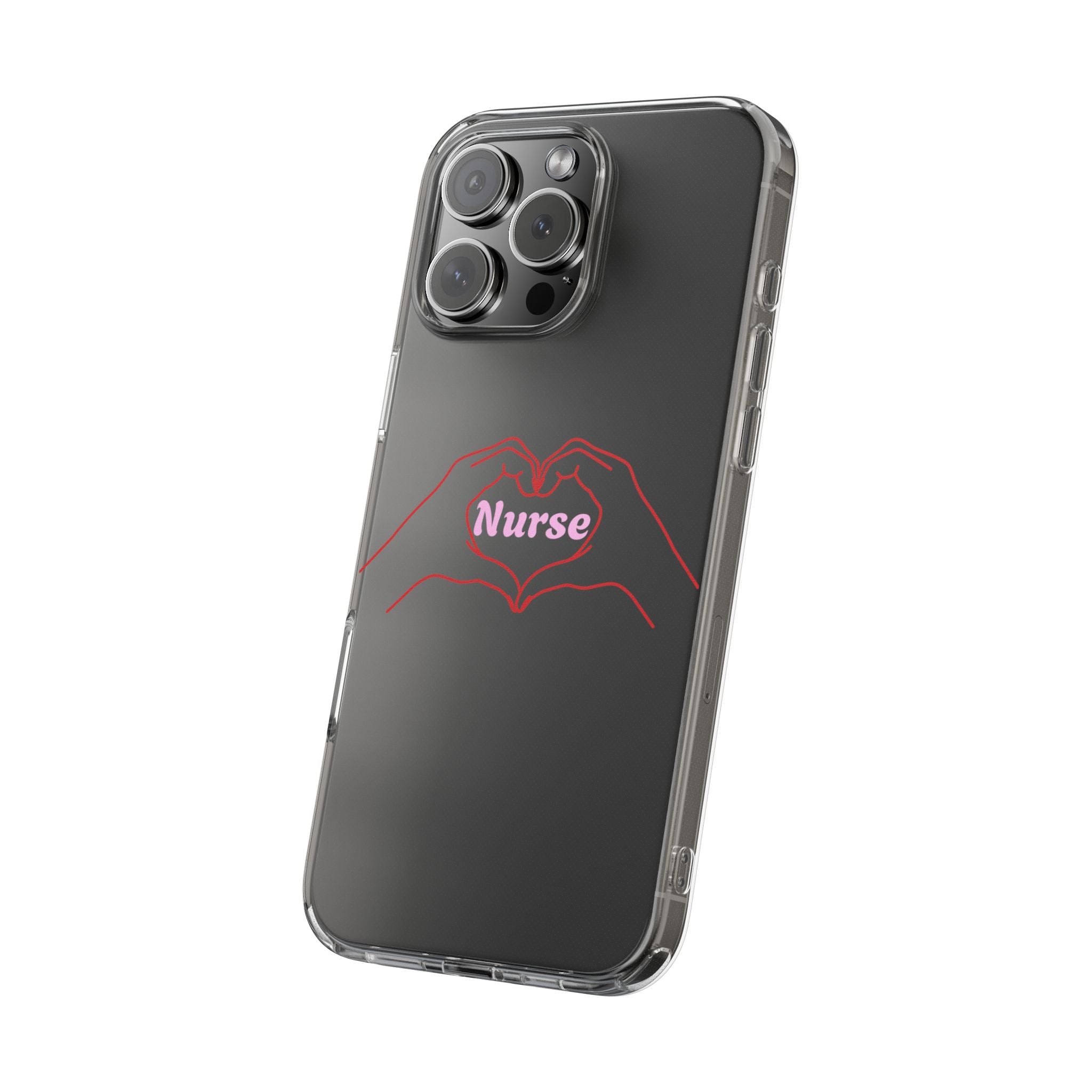 Nurse Heart Hands Clear Impact-Resistant Phone Case