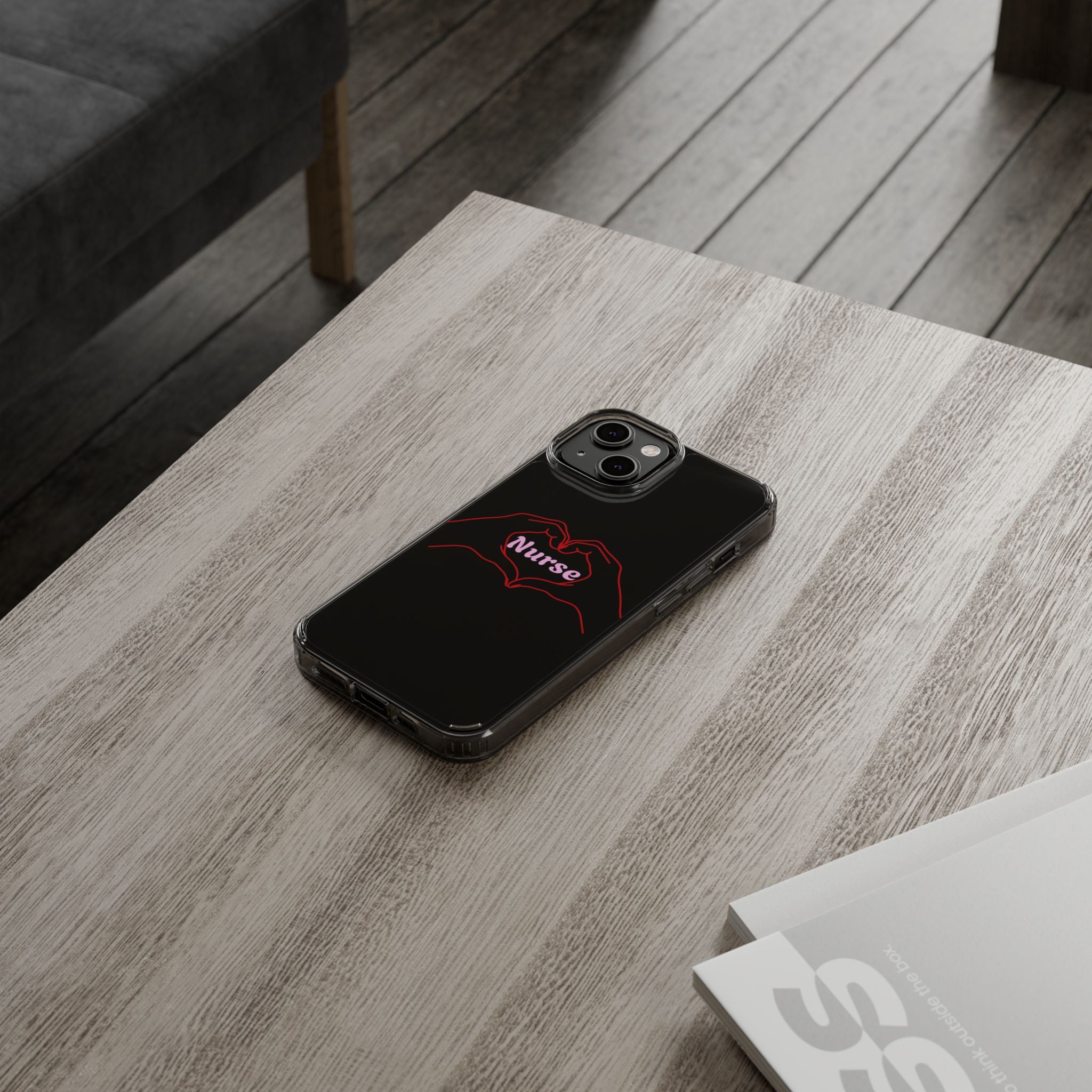 Nurse Heart Hands Clear Impact-Resistant Phone Case