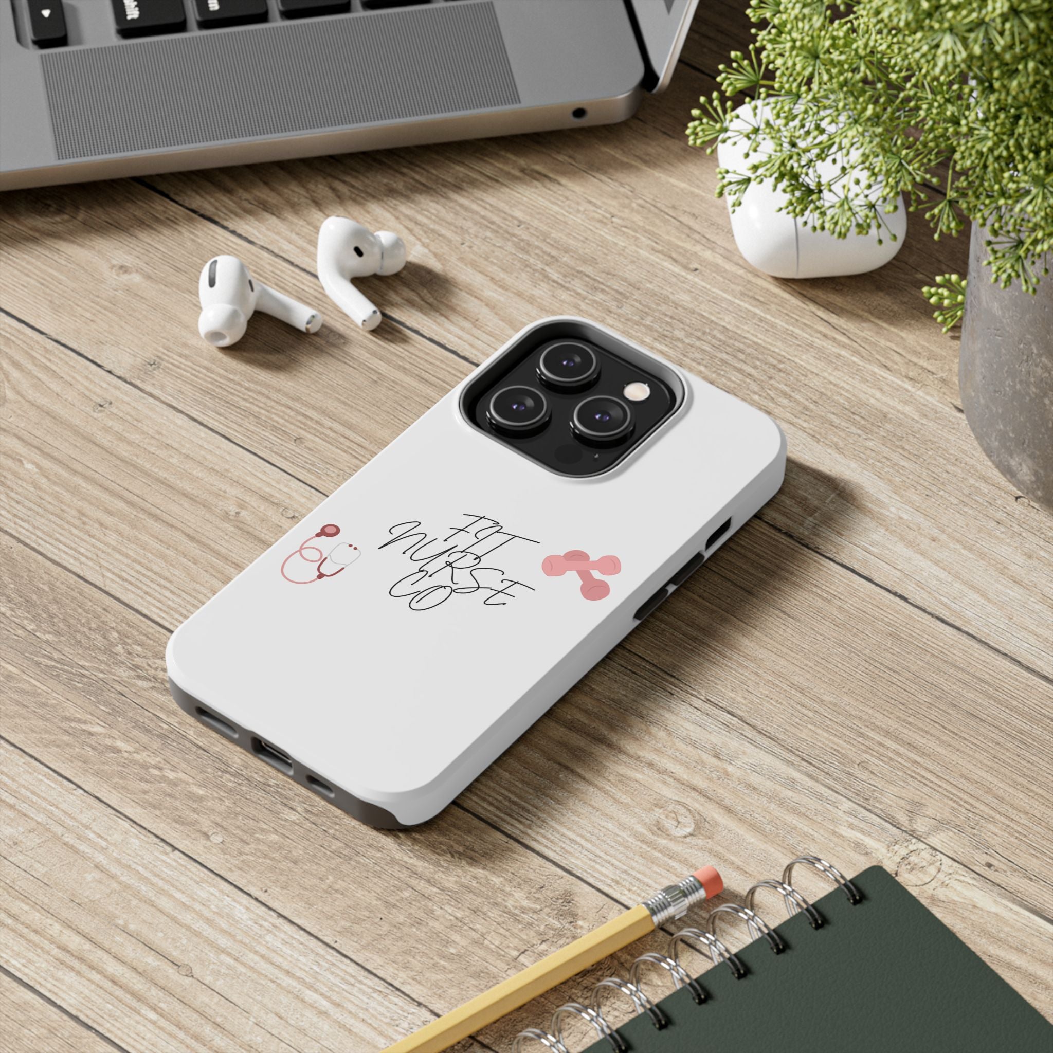 Fit Nurse Co Tough Phone Case — Cute Pink Stethoscope Design for Nurses