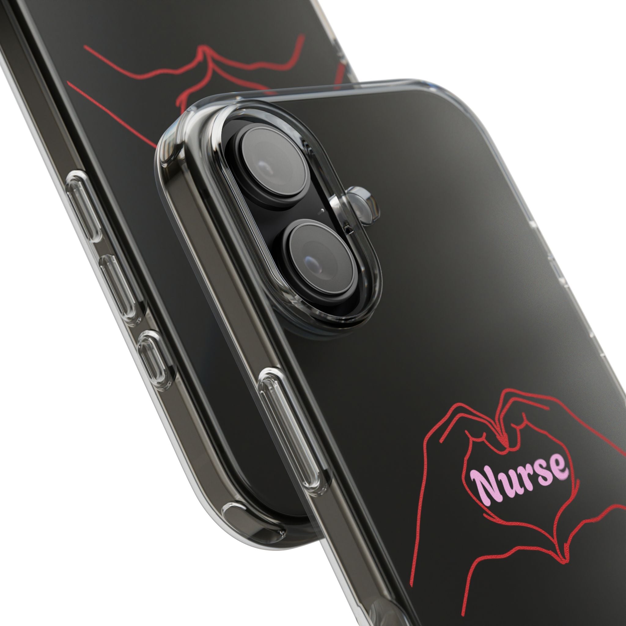Nurse Heart Hands Clear Impact-Resistant Phone Case