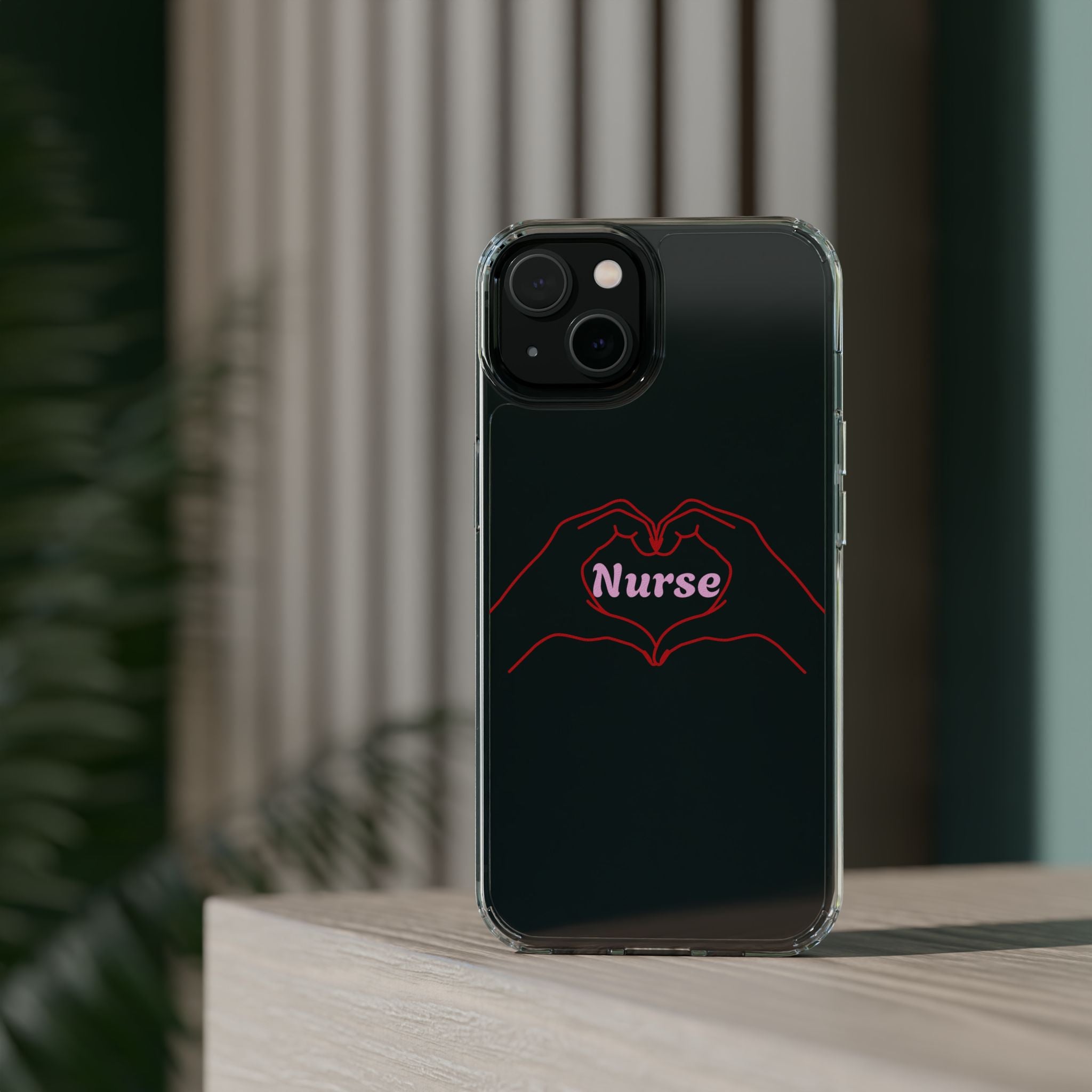 Nurse Heart Hands Clear Impact-Resistant Phone Case