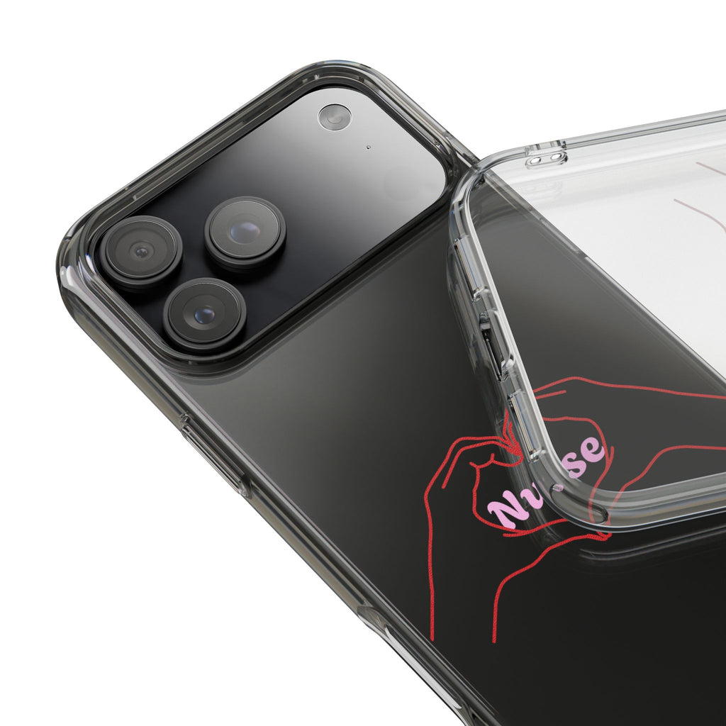 Nurse Heart Hands Clear Impact-Resistant Phone Case