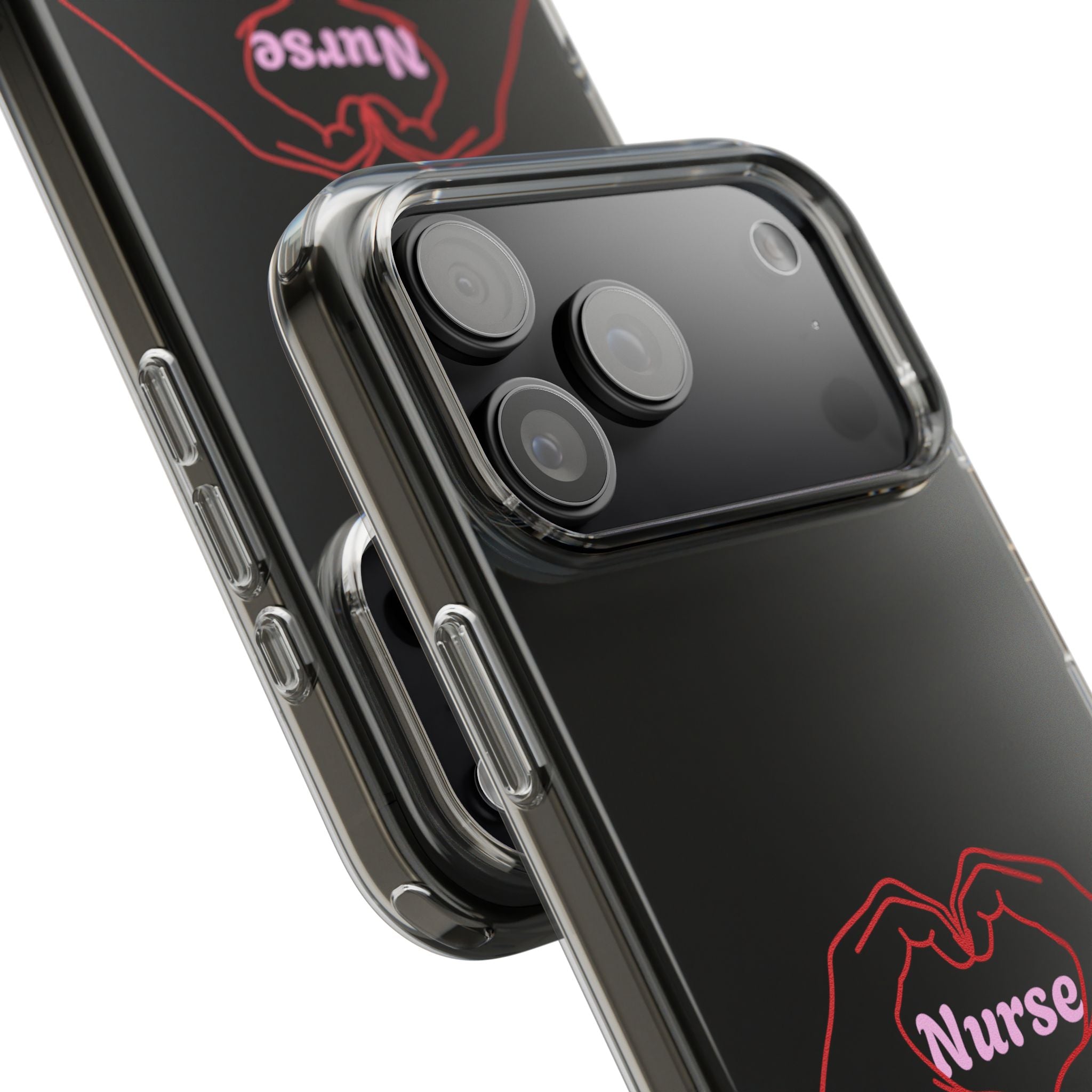 Nurse Heart Hands Clear Impact-Resistant Phone Case