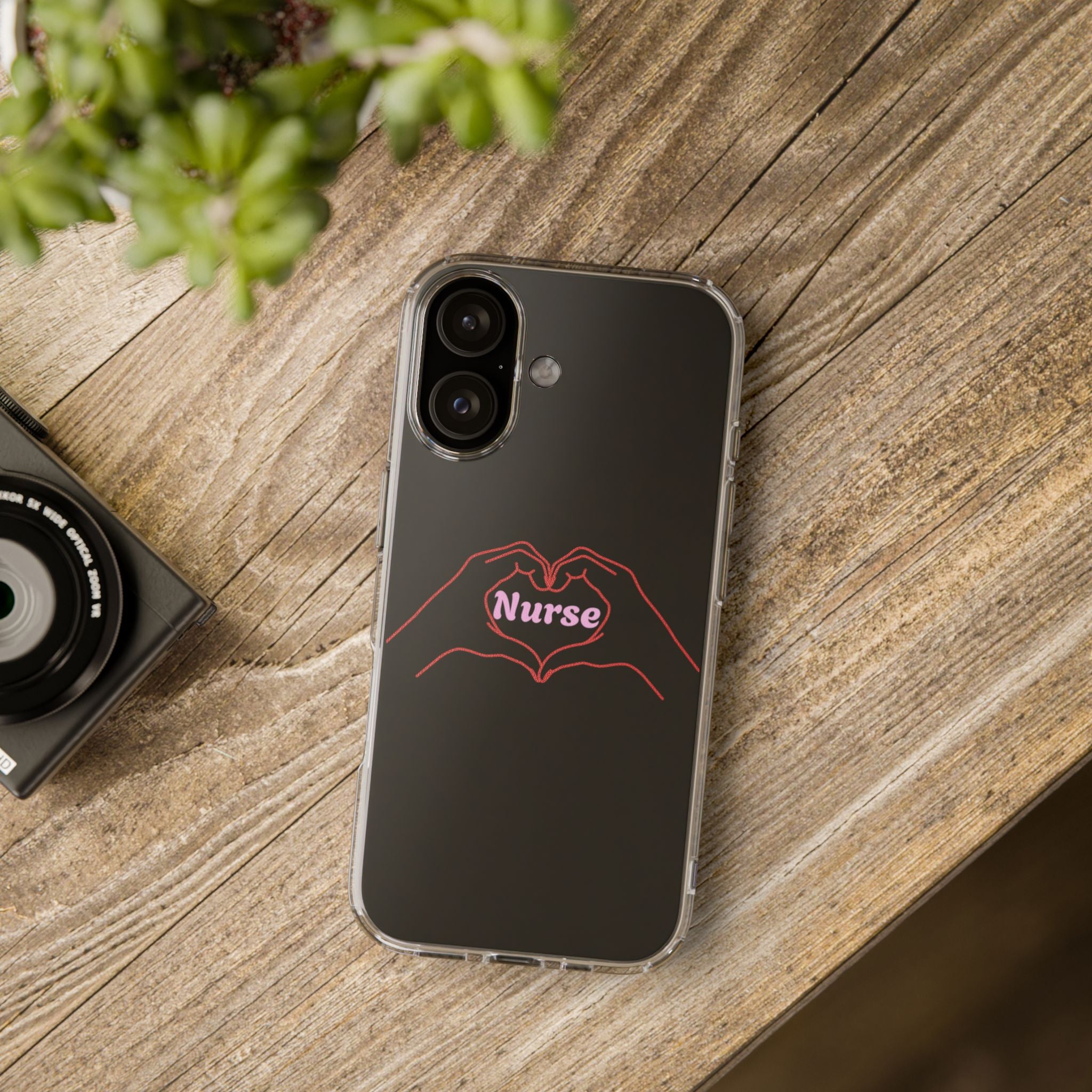 Nurse Heart Hands Clear Impact-Resistant Phone Case
