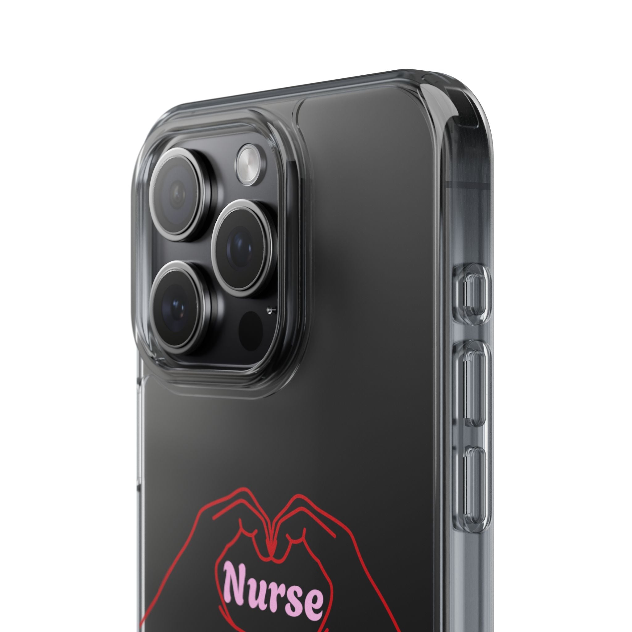 Nurse Heart Hands Clear Impact-Resistant Phone Case