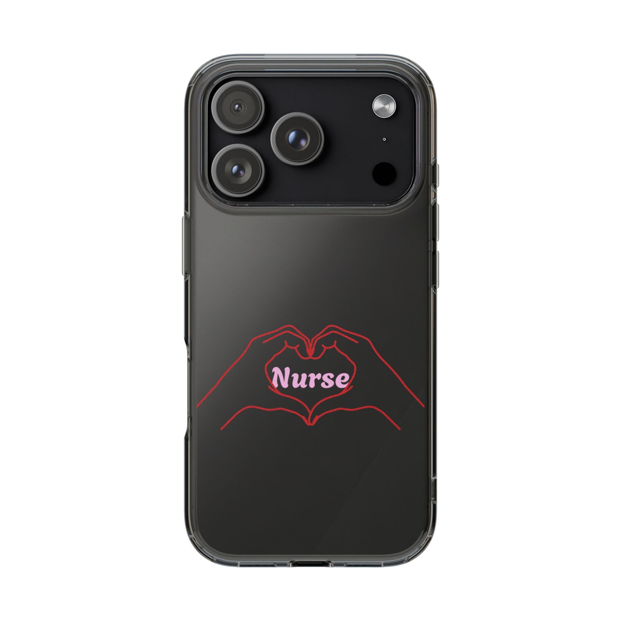 Nurse Heart Hands Clear Impact-Resistant Phone Case