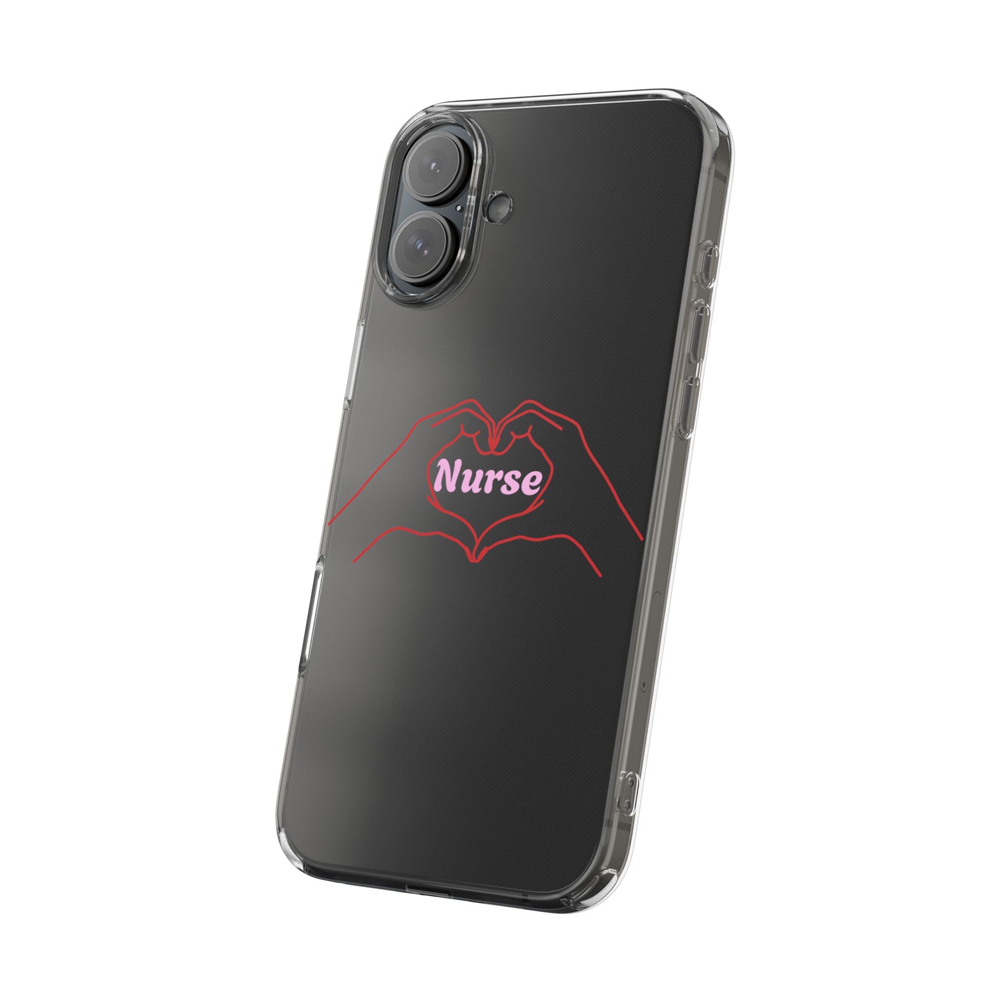 Nurse Heart Hands Clear Impact-Resistant Phone Case