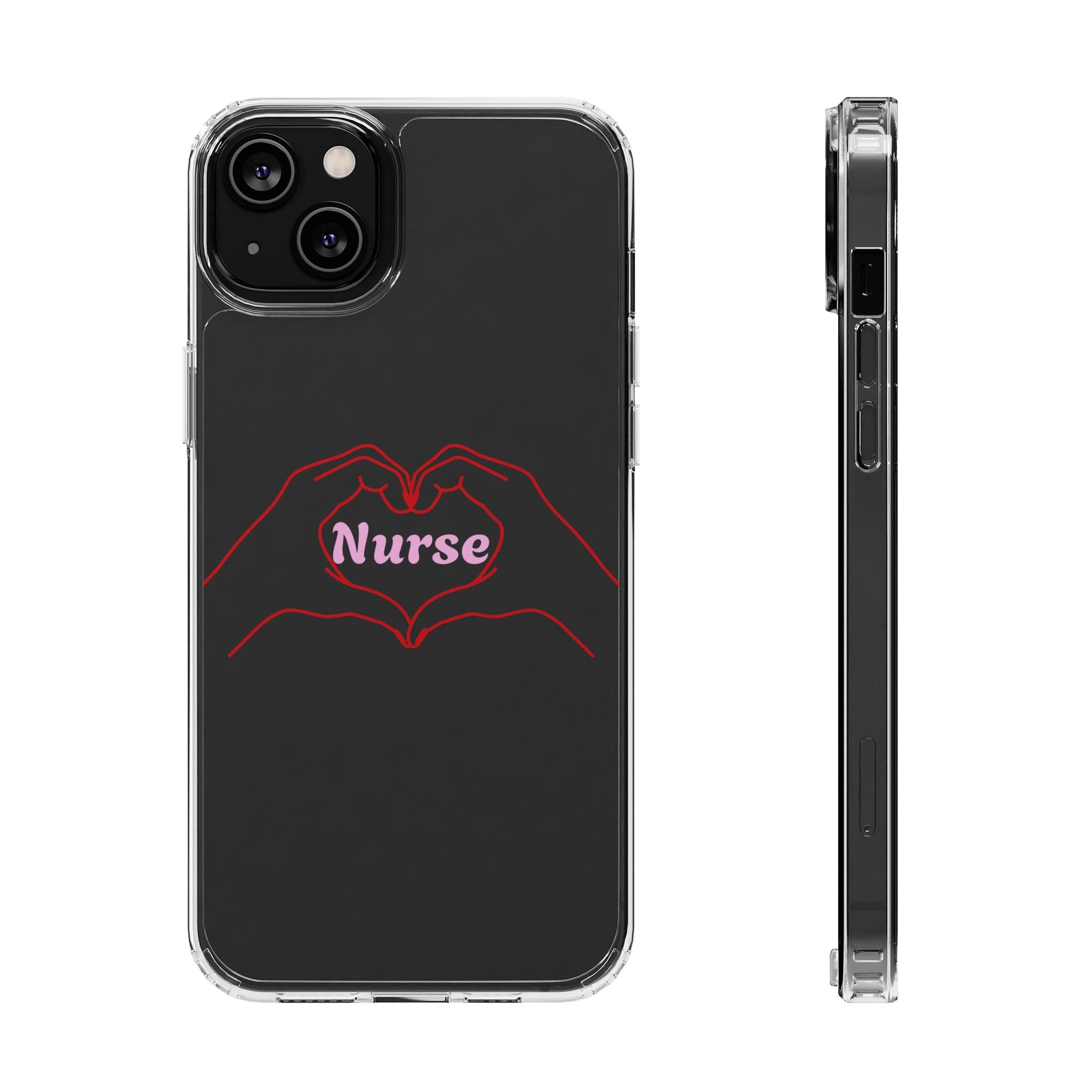 Nurse Heart Hands Clear Impact-Resistant Phone Case