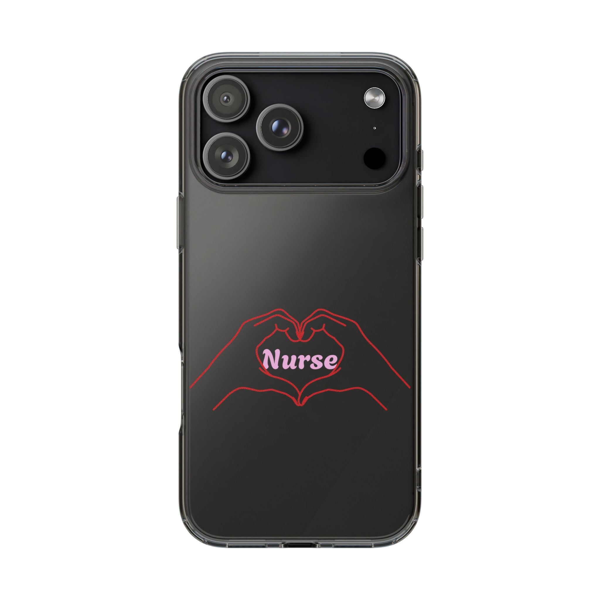 Nurse Heart Hands Clear Impact-Resistant Phone Case