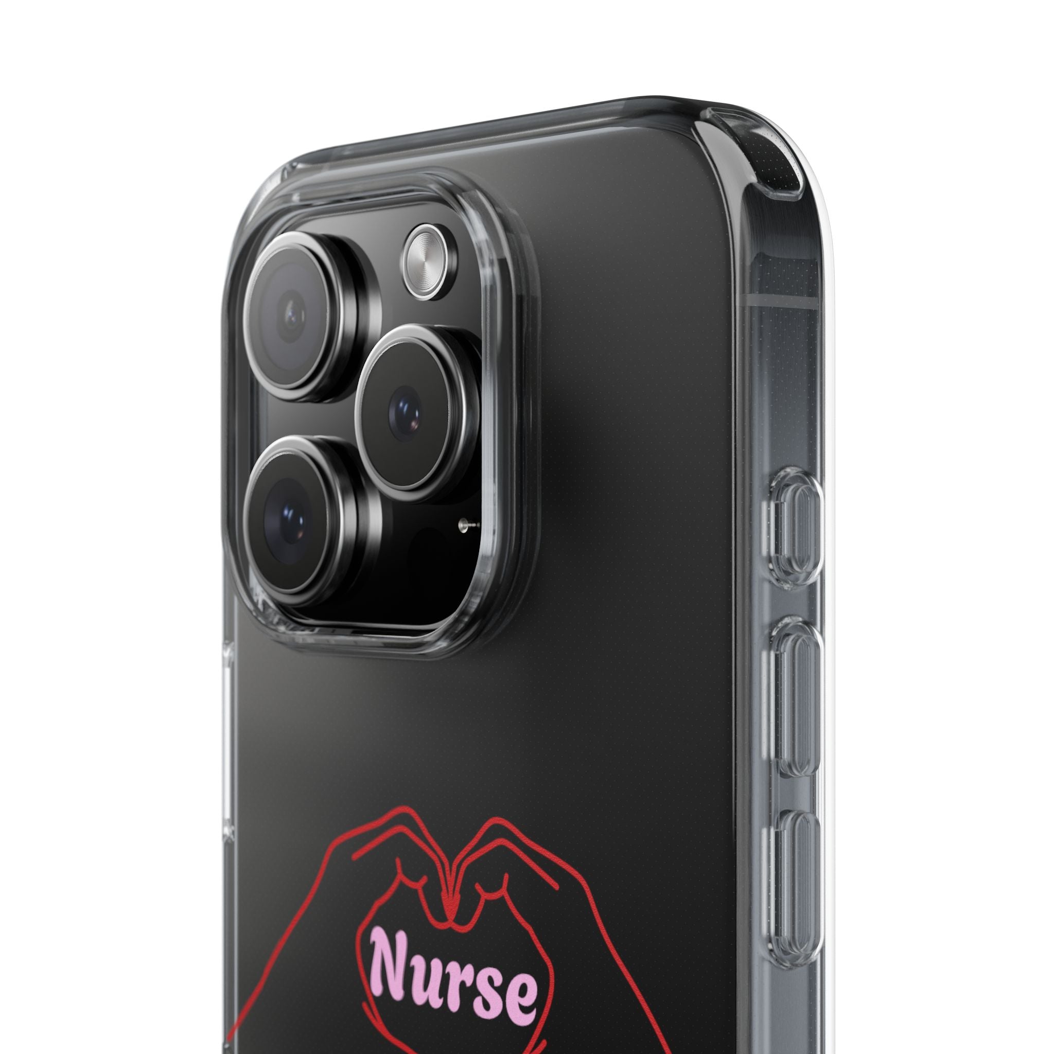 Nurse Heart Hands Clear Impact-Resistant Phone Case