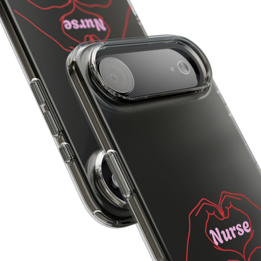 Nurse Heart Hands Clear Impact-Resistant Phone Case