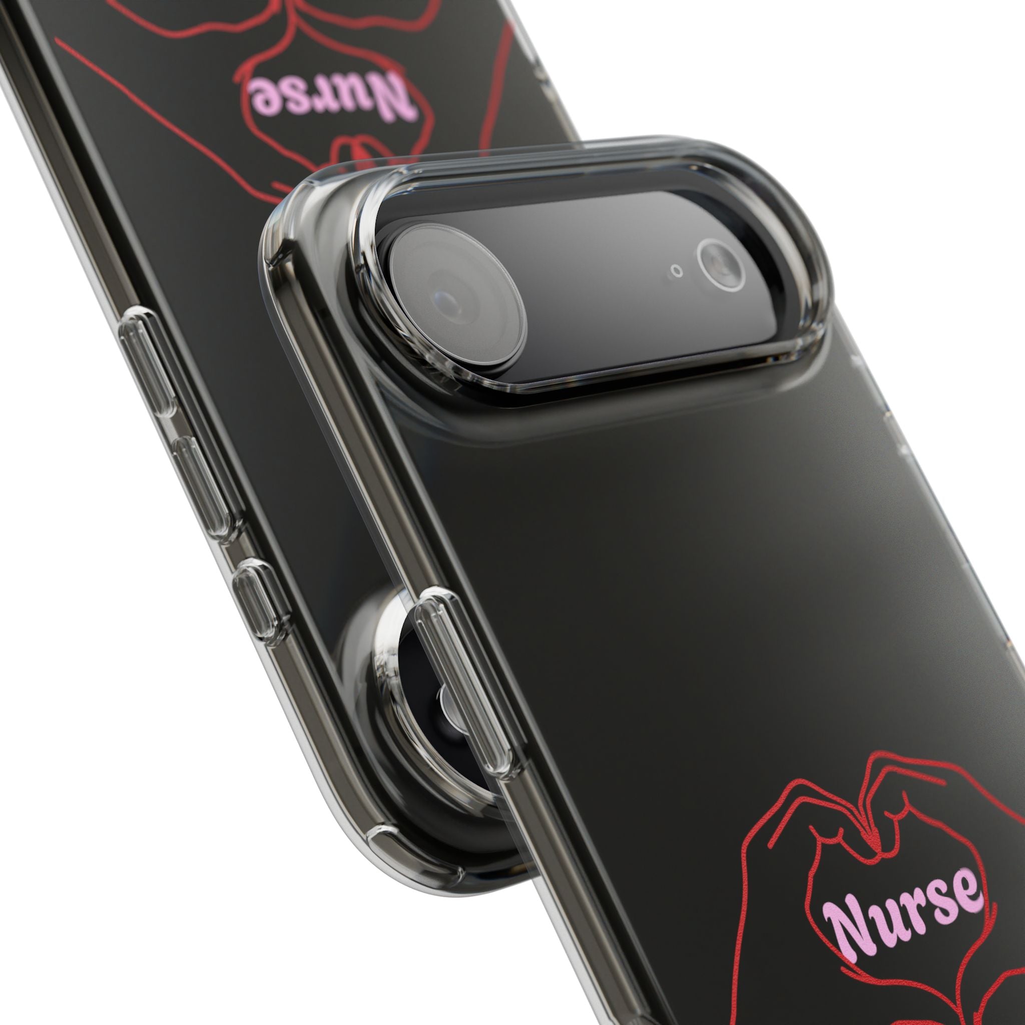 Nurse Heart Hands Clear Impact-Resistant Phone Case