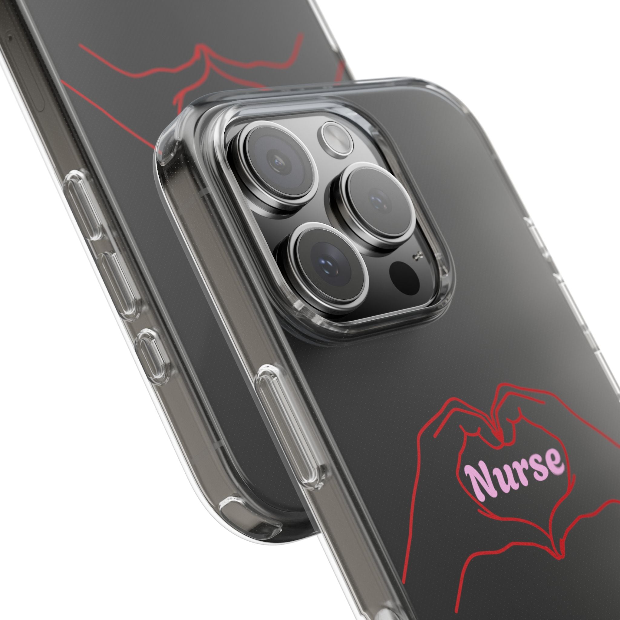Nurse Heart Hands Clear Impact-Resistant Phone Case