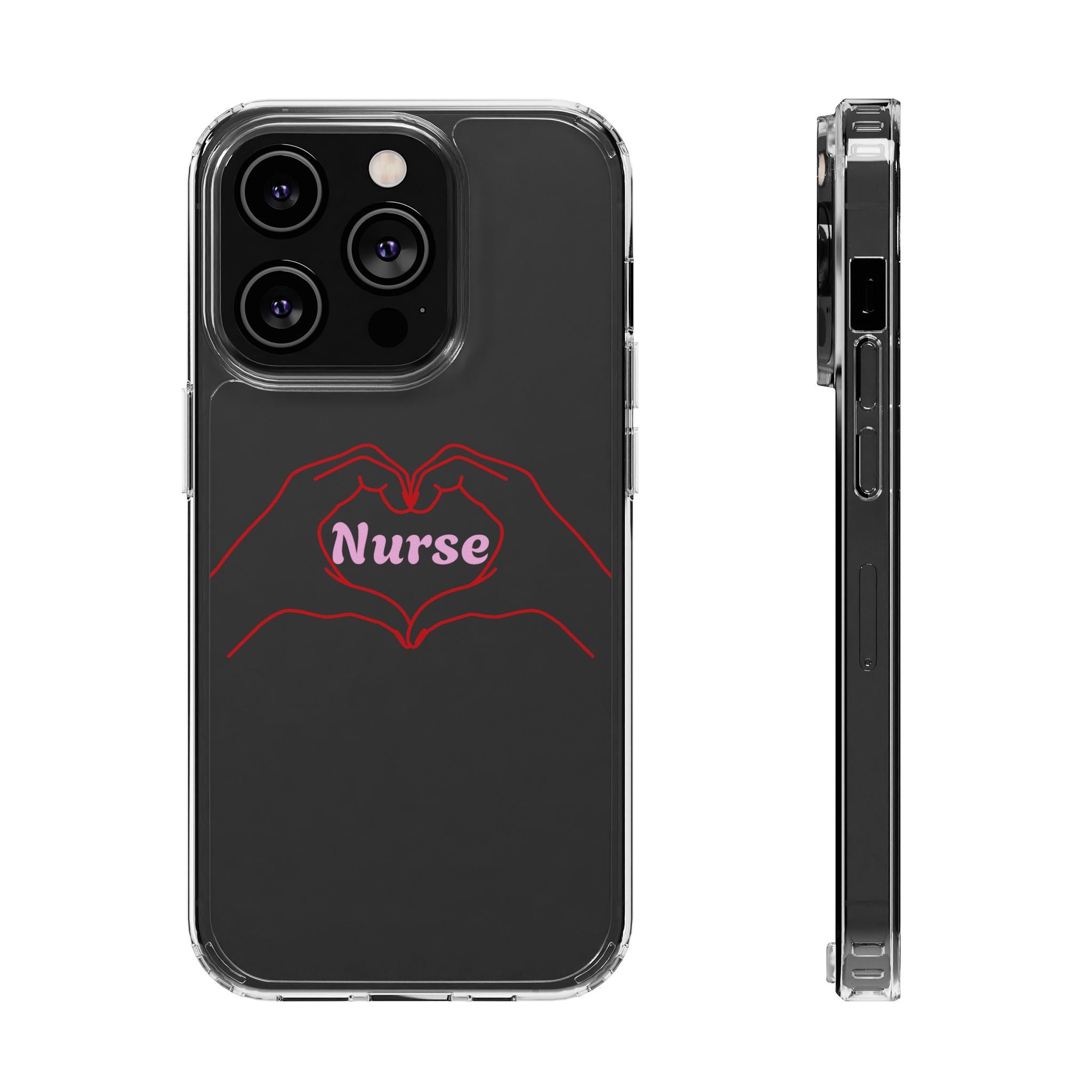 Nurse Heart Hands Clear Impact-Resistant Phone Case