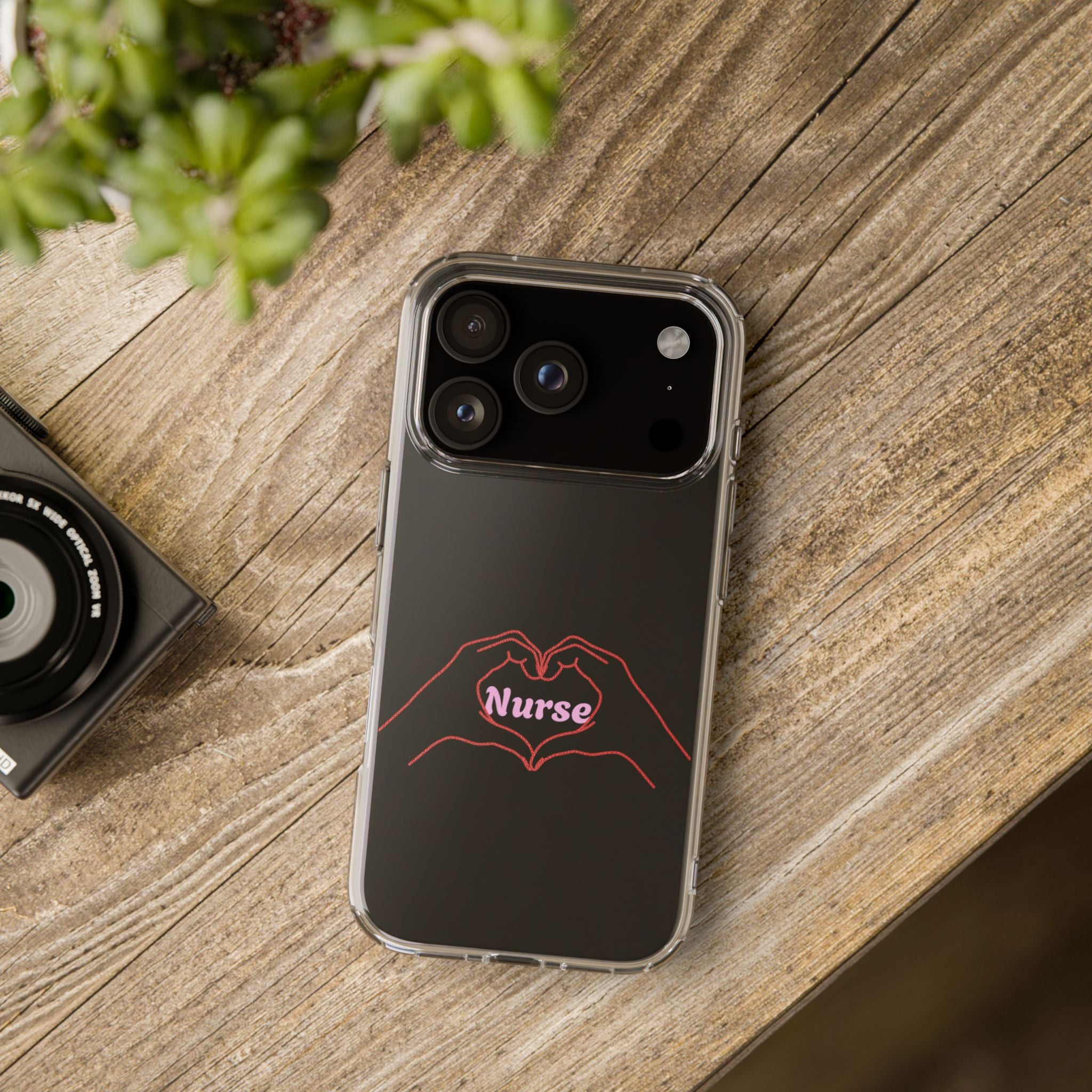 Nurse Heart Hands Clear Impact-Resistant Phone Case