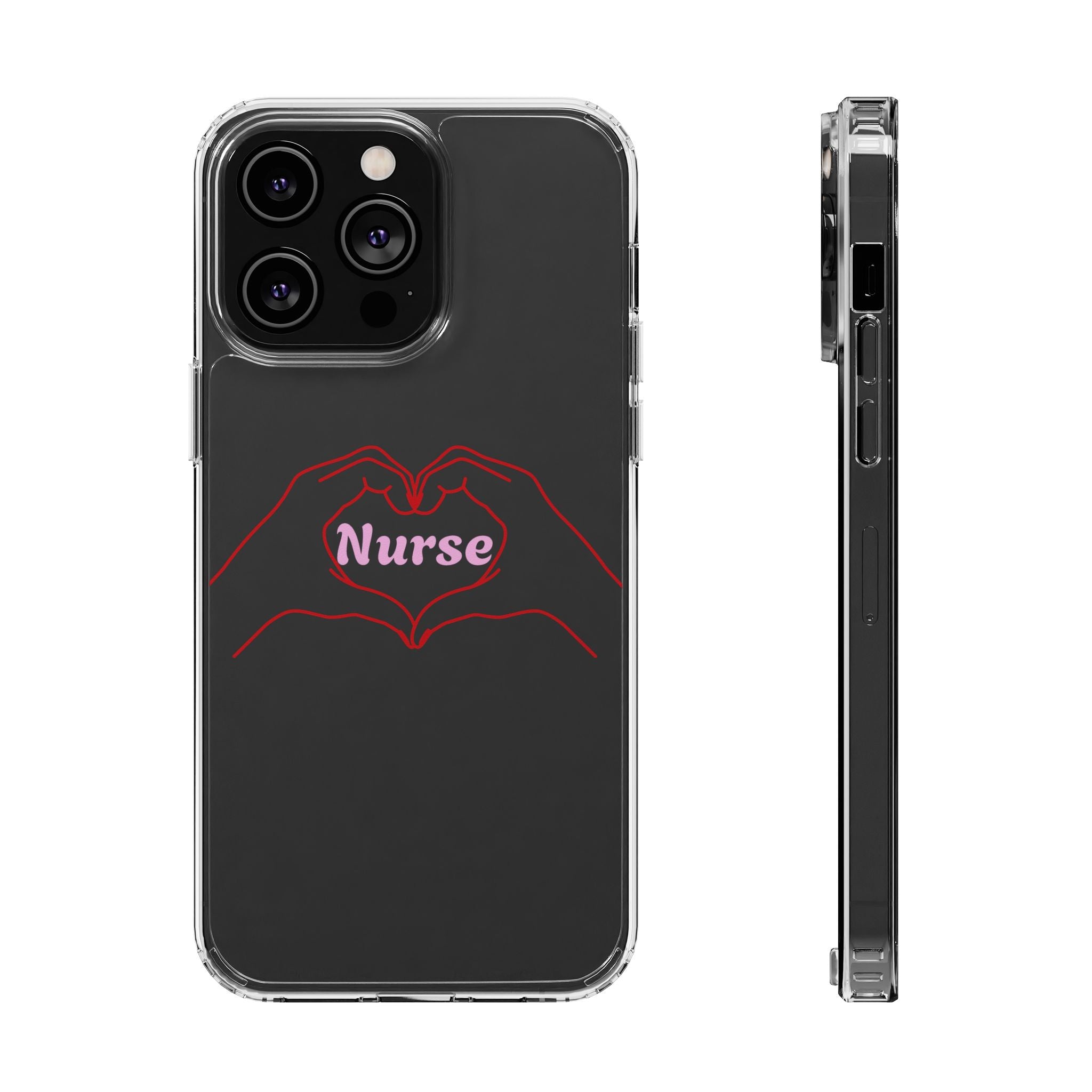 Nurse Heart Hands Clear Impact-Resistant Phone Case
